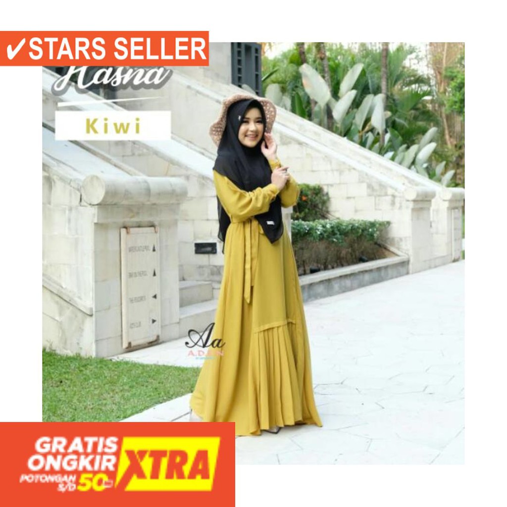 BAJU MUSLIM TERKINI TERBARU WANITA MURAH CEWE ASLI / BASIC HASNA DRESS BY ADEN HIJAB