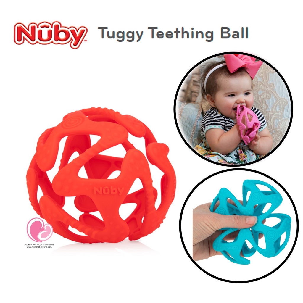 Nuby TUGGY Ball Teether Silicone 3m+ / Mainan Anak / Mainan Sensori Bayi