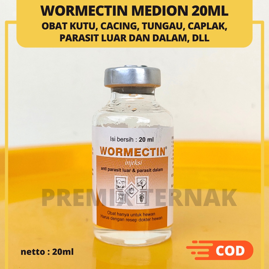 WORMECTIN 2ml 5ml 20ml - Obat Jamur Parasit Cacing Scabies Kucing Anjing Kelinci Sapi kambing Domba