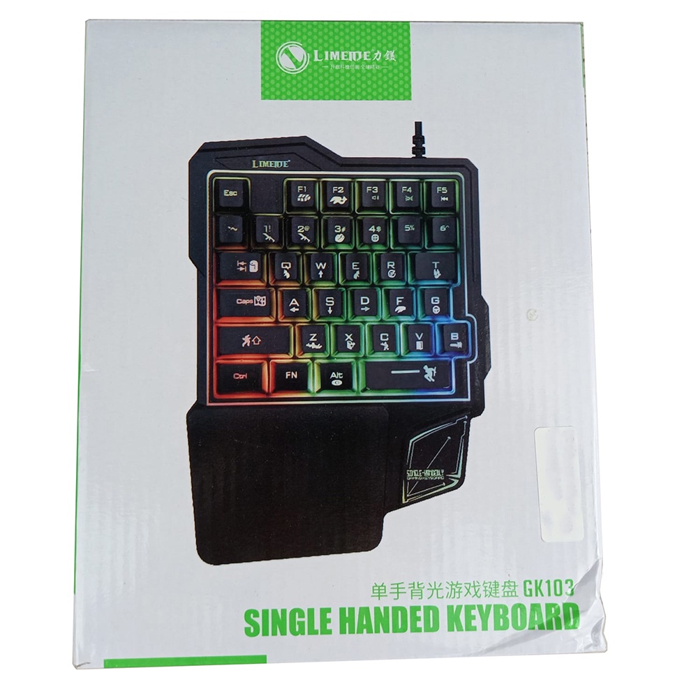 LIMEIDE Single Hand Gaming Keyboard RGB 35 Keys - GK103 - Black