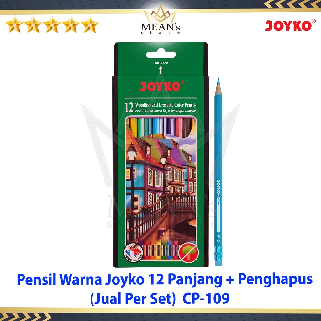 

Pensil Warna Joyko CP109 / Pensil Warna 12 Panjang Ada Penghapus