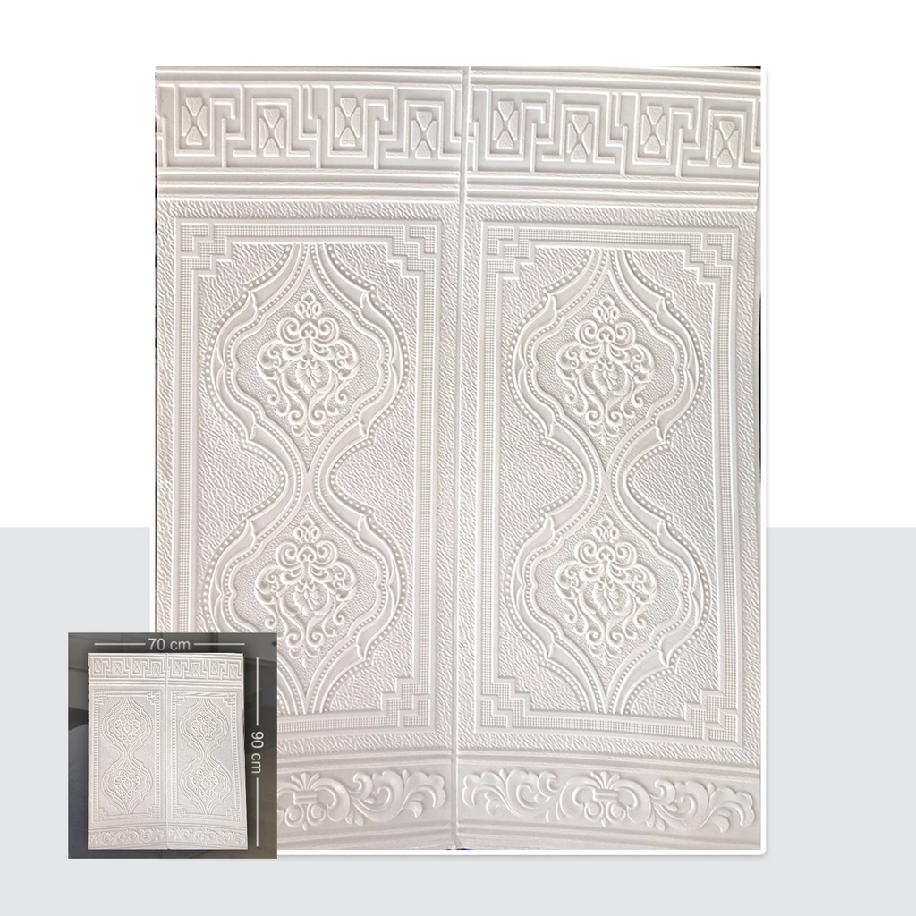 PROMO BELI 30 FREE 1 PCS !! WALLFOAM 3D PANEL 90CM X 70CM WALLPAPER FOAM-PANEL BATIKPUTIH 4MM