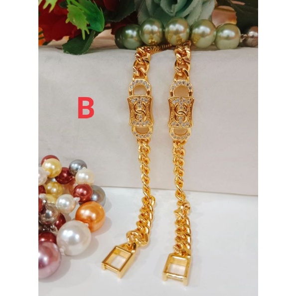 Gelang tangan wanita titanium motif terbaru gold lapis emas 24 K,