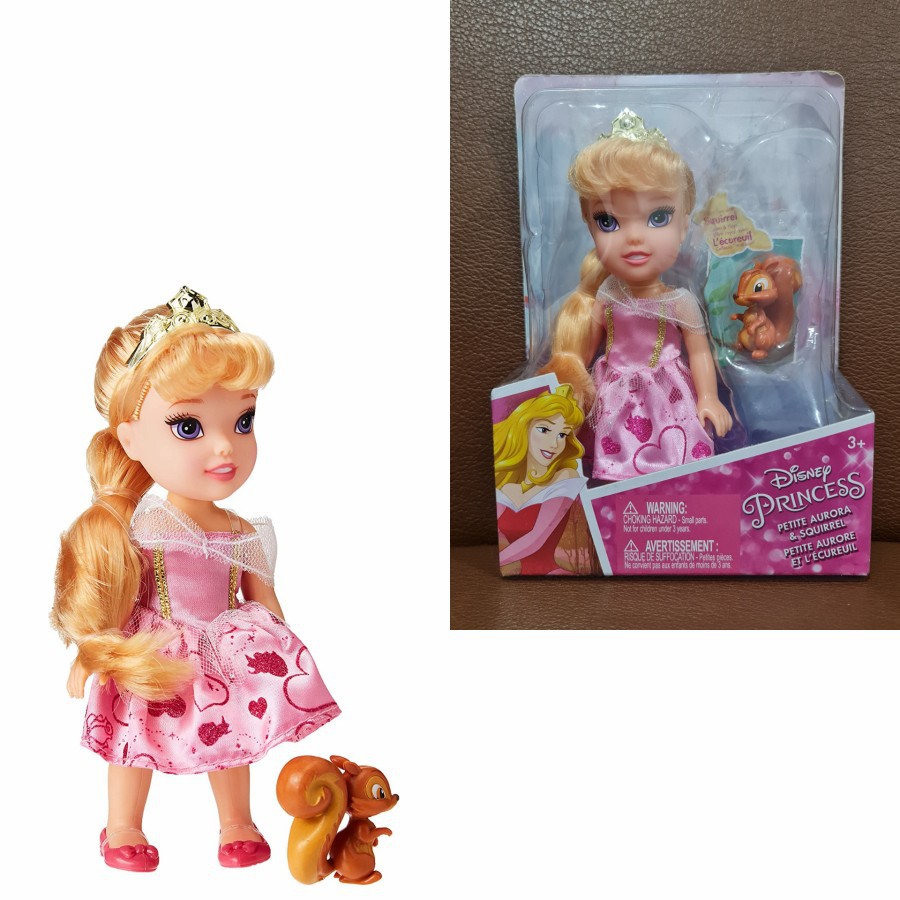 Boneka Disney Mini Princess Petite Aurora & Squirrel Original Hasbro Mini Barbie / Kado Mainan Anak 