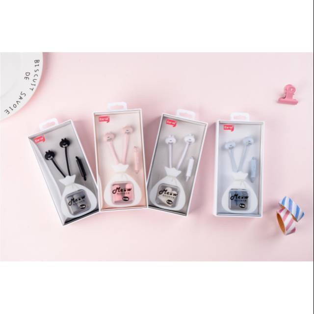 (TWS) Headset Fashion Earphone E-138 cartoon cat design earphone / headset fashion