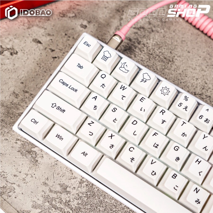 IDOBAO CHERRY PROFILE FULL WHITE JAPANESE CHARACTER KEYCAP SET 124 KEY