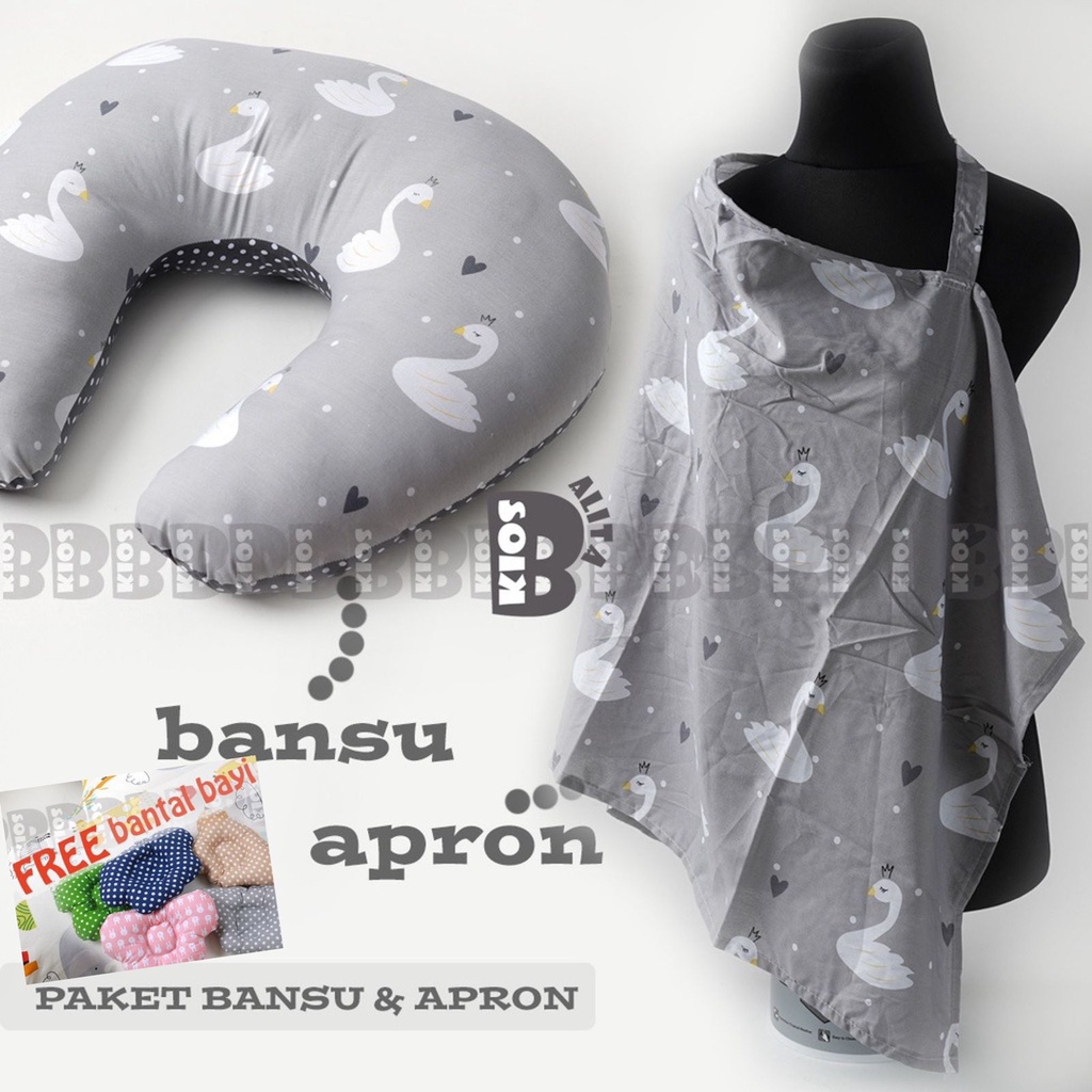 [FREE BANTAL BAYI] paket bantal menyusui dan apron cover menyusui / Bantal Menyusui - Nursing Pillow - Bantal alas menyusui