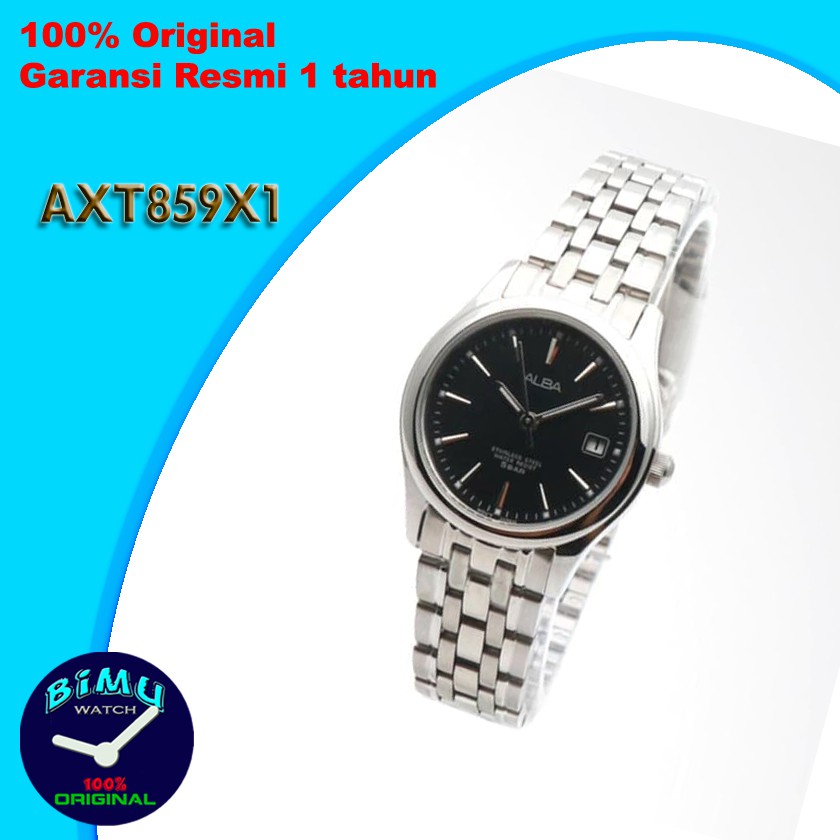 Alba Ladies AXT859X1 Quartz Black Silver Stainless / Jam Wanita AXT 89