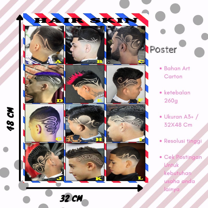 Poster pangkas rambut / Model skin rambut pria / model potong rambut pria / Poster murah / Poster sk