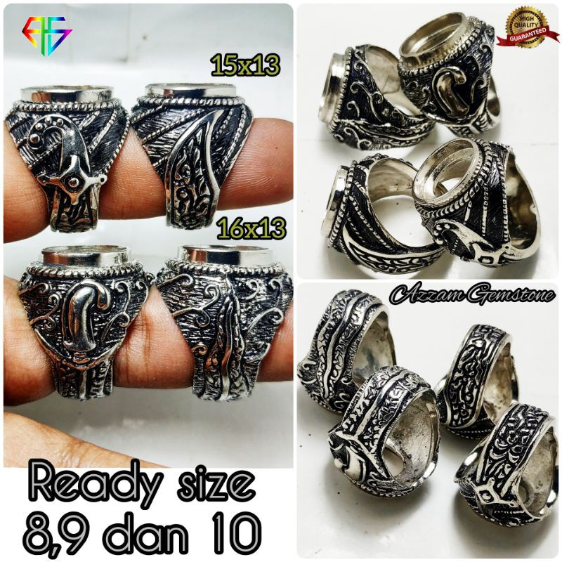 Cincin Ring Ikat Emban Alpaka Bakar Motif Antik Kuno 3D Warna Stainless no Titanium Coin Monel