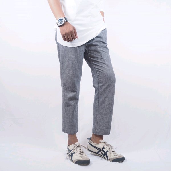 Lesta Langgeng Celana Sirwal Chino Slimfit Ankle Pants Warna Abu Muda Bahan Kain Wol 27-38 ATEX