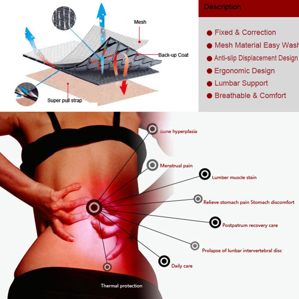 Terapi Pinggang dan Sakit Punggung Magnet Tourmaline terasa hangat Korset membantu penderita sakit pinggang  Alat Therapy Pinggang Magnetic kesehatan Lumbar Support Belt Adjustable Self-heating Magnetic Therapy Lumbar Brace Belts Thermal Fitness Sports