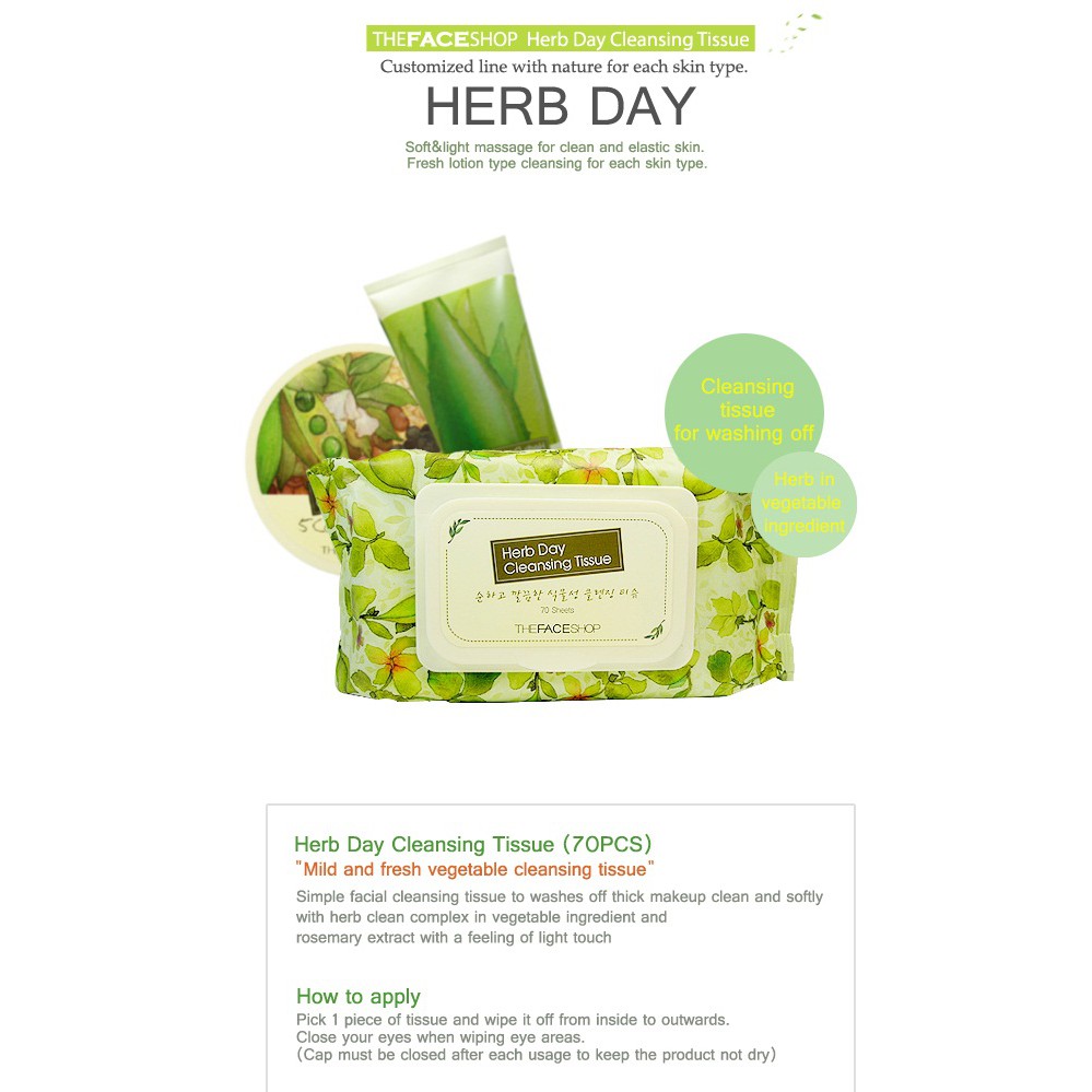 THEFACESHOP - Herb Day Cleansing Tissue