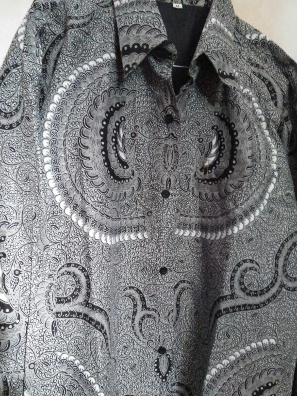 (1kg=4pcs) Kemeja Batik Lengan Panjang Batik Oriab Babon Angkrem Warna Dasar Abu