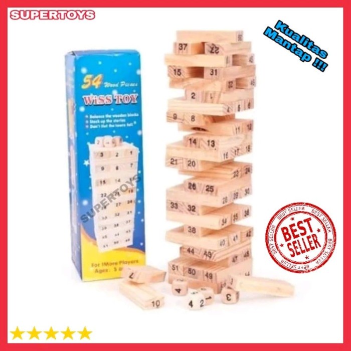 Mainan Balok Susun Kayu Menara Uno Stacko Angka Jumbo Besar Board Game