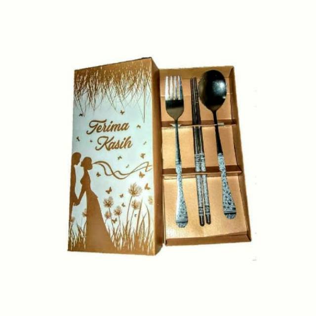 Souvenir sendok garpu sumpit kemas box