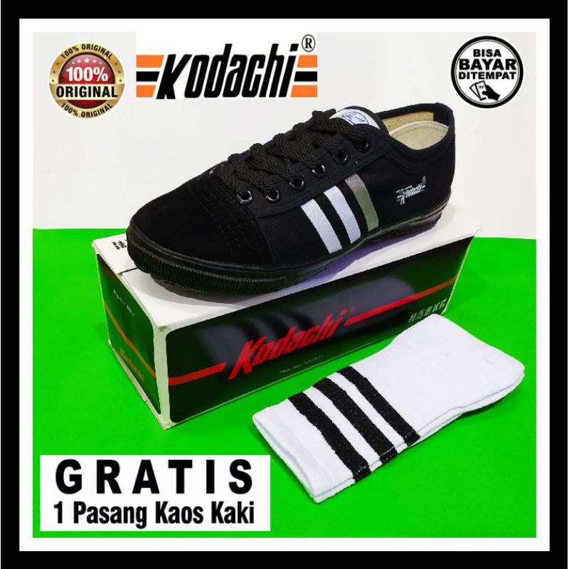 KODACHI Sepatu Cowok Capung Jadul Classic Hitam Polos Kodaci 8111 Tali Anti Slip Ukuran 37 sd 43 Gra