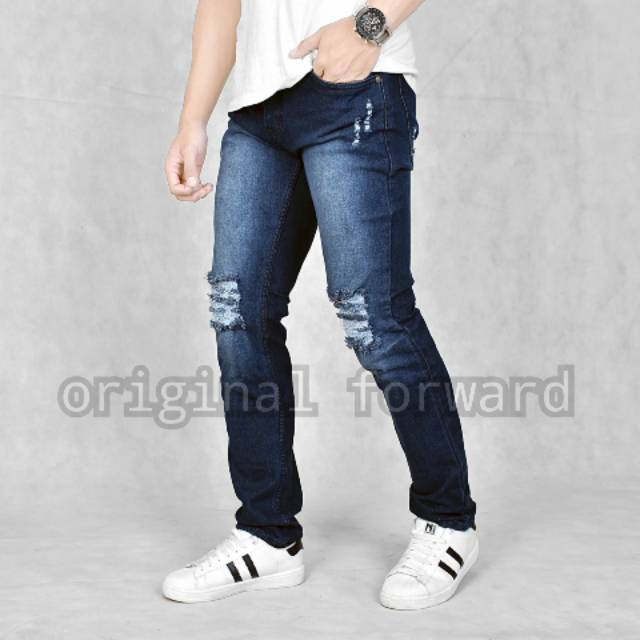 Celana Jeans Pria Sobek Ripped Destroy Forward