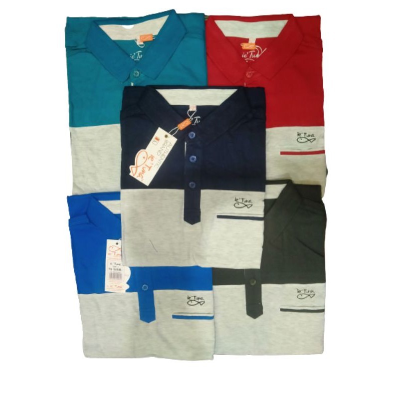 kaos kerah merk ie tuna kombinasi 3 warna size L