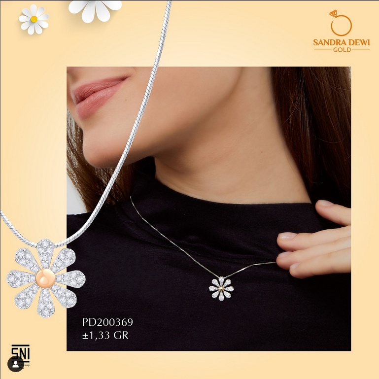 LIONTIN EMAS SANDRA DEWI GOLD DAISY COLLECTIONS BUNGA MATA2 CANTIK
