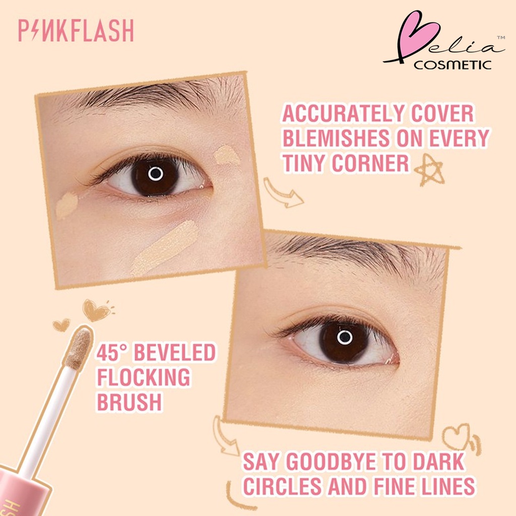 ❤ BELIA ❤ PINKFLASH Lasting Matte Concealer | Pink Flash Liquid Concealer Tahan Air Tahan Lama BPOM PF-F04