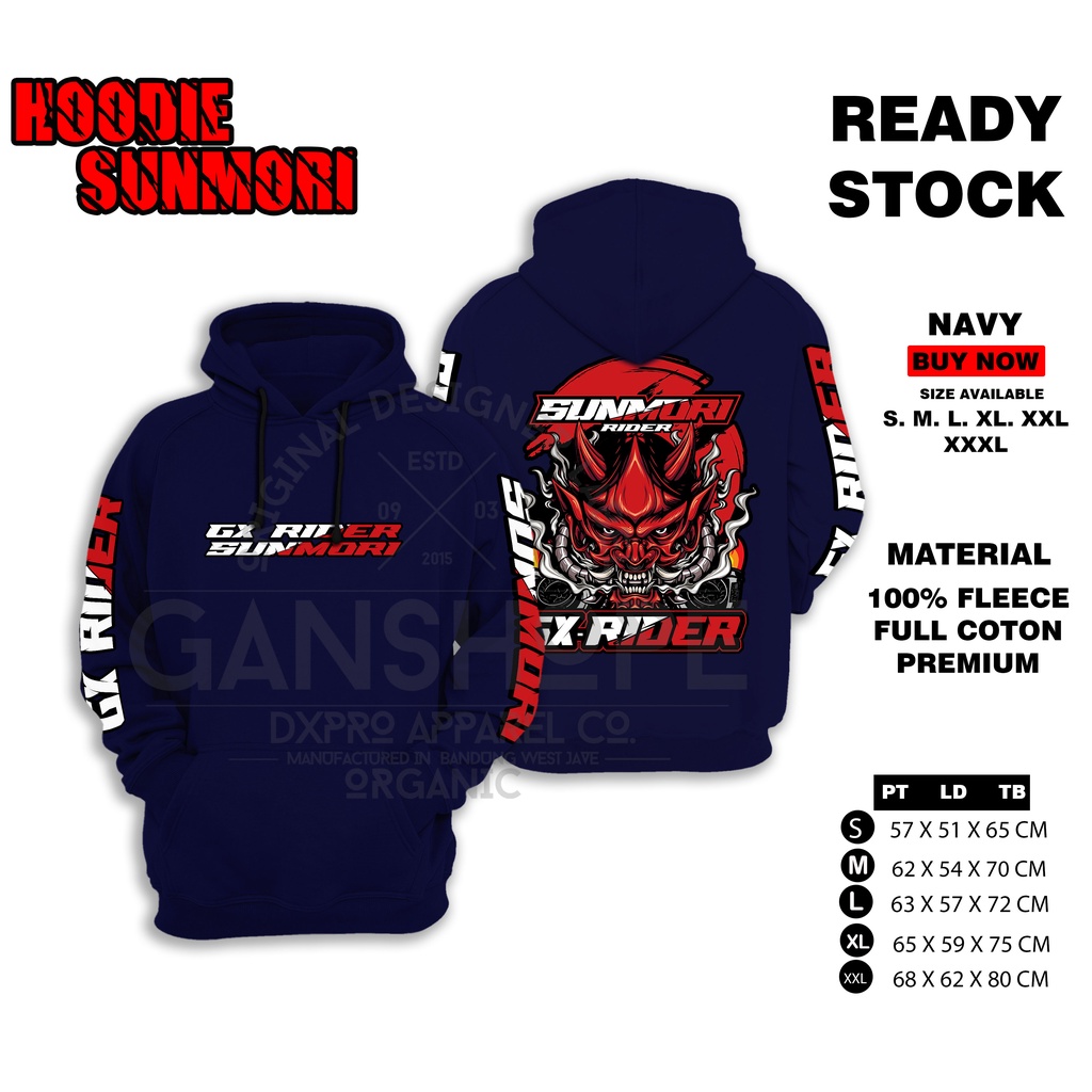 HOODIE SUNMORI GX FIRE DEMON RED RIDER KATUN FLEECE TEBAL ORIGINAL