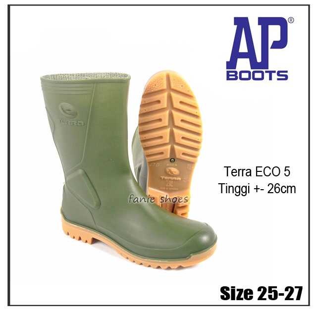 AP Boots ECO 5 Hijau Pendek / Sepatu Boots Safety / Sepatu Proyek Kebun Bangunan Kerja