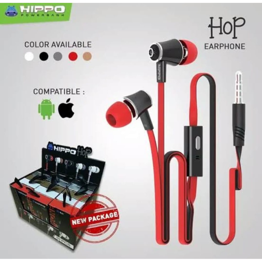 HF, Headset, Earphone,Headfree,Headset, HeadPhone HIPPO HOP SUARA MANTAB BISA UNTUK TELEPON ORIGINAL