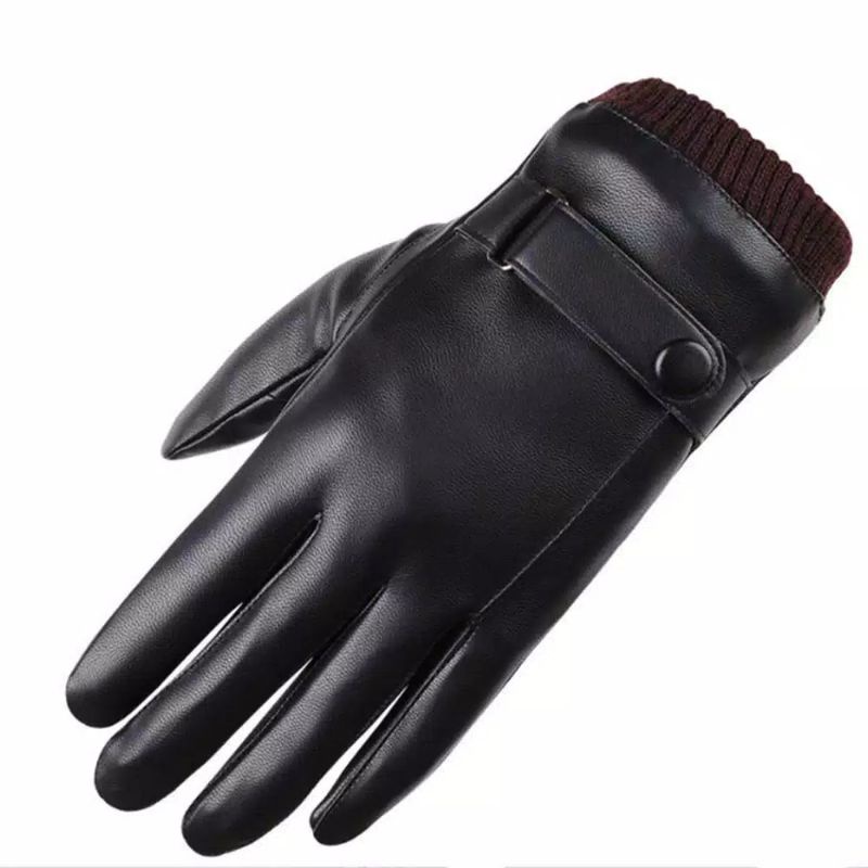 MAN WINTER THERMAL GLOVES TOUCHSCREEN PU + VELVET SARUNG TANGAN PRIA MUSIM DINGIN