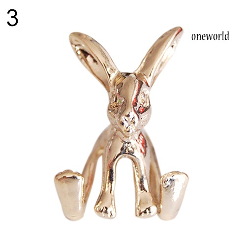 OW@ 1Pc Women's Cute Rabbit Animal Alloy Ear Stud 3D Bunny Earring Fashion Jewelry