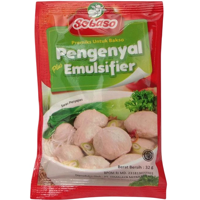 

Sobaso Pengenyal plus Emulsifier 32gr Premiks untuk Bakso