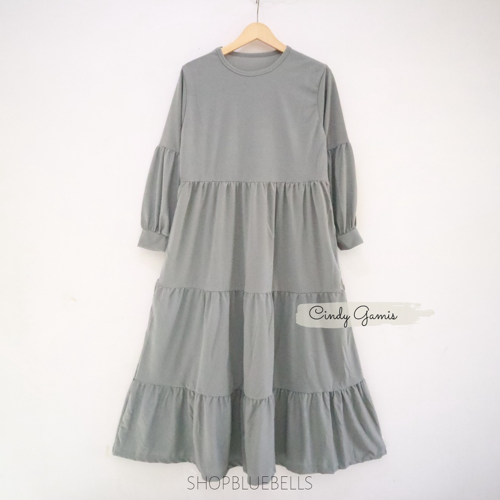 Lunara Maxy / Gamis Muslim Dropknit Susun Grosir Seragam Pengajian-Cindy  - Gray