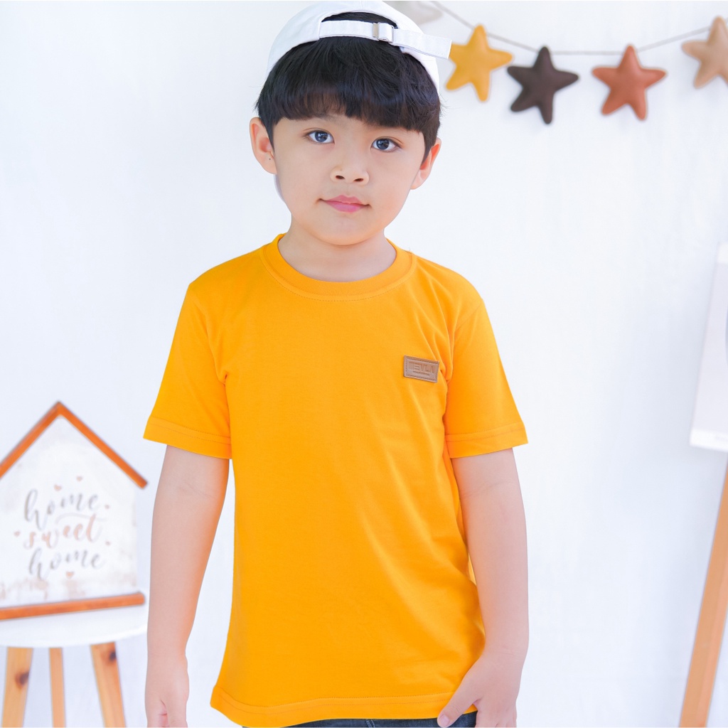 Kaos Polos Anak Laki Laki Perempuan Branded Premium Original | Mevla Kids - Kenzi Mustard