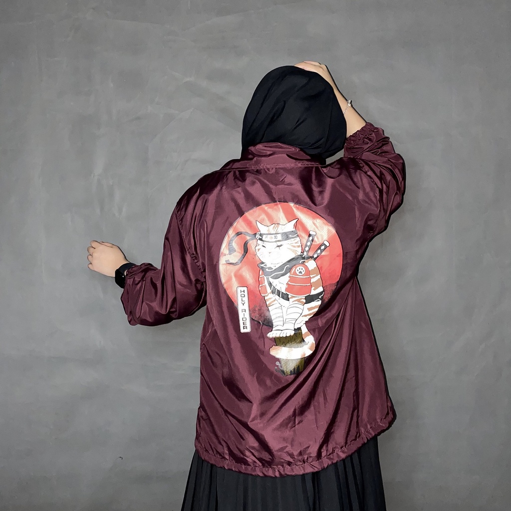 Coach Jacket Cat Warior holyrider Maroon II Jaket Coach model winbacker