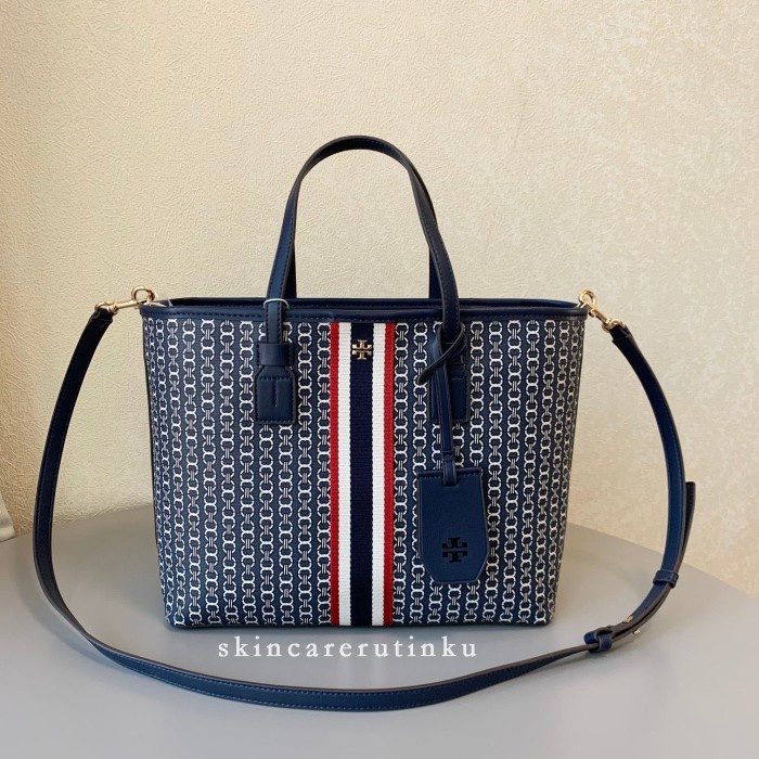 Terlaris Tory Burch Gemini Link Tote Bag Navy Blue - ORIGINAL GUARANTEE 100%