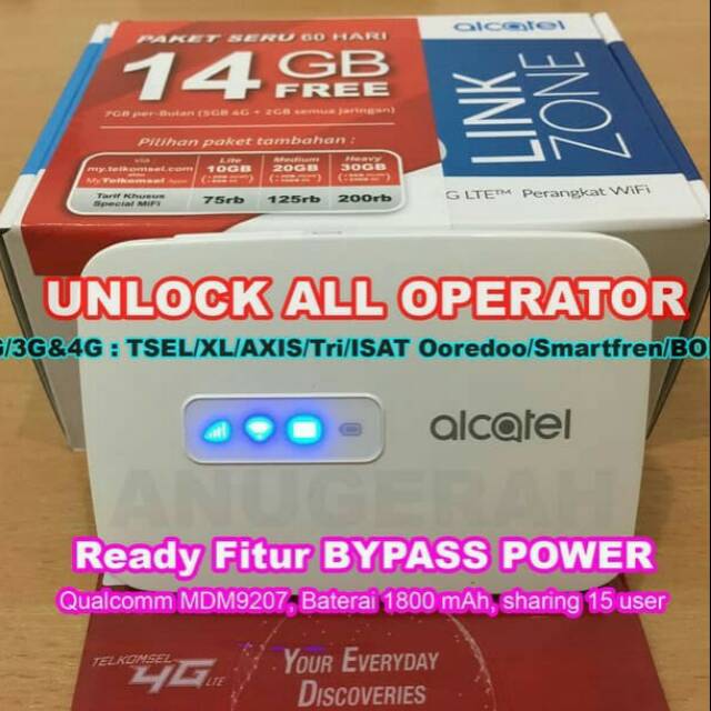 MIFI 4G LTE Alcatel MW40 Bundling Telkomsel 14GB - UNLOCK