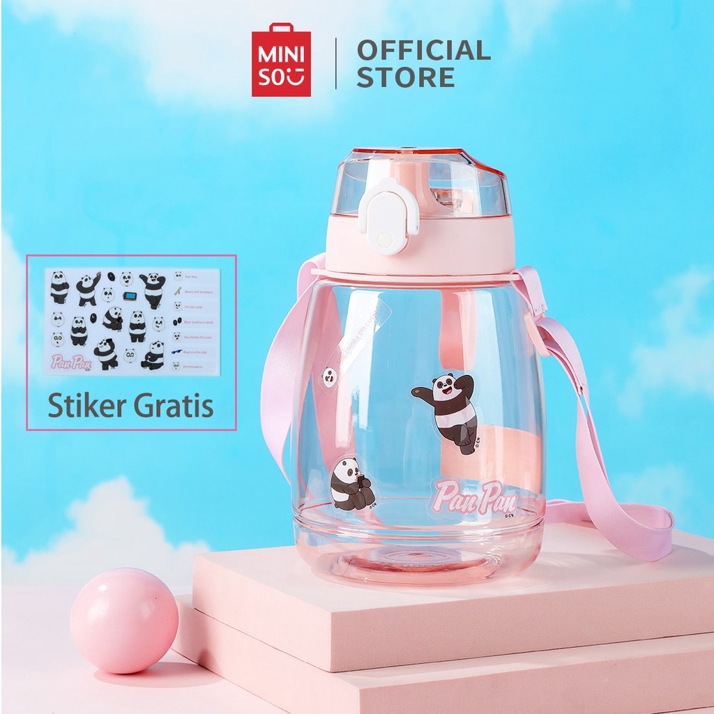 Tempat Minum MINISO We Bare Bears 1300Ml Besar PETG Water Drinking Bottle Makan Sekolah 1 3 Liter Ai