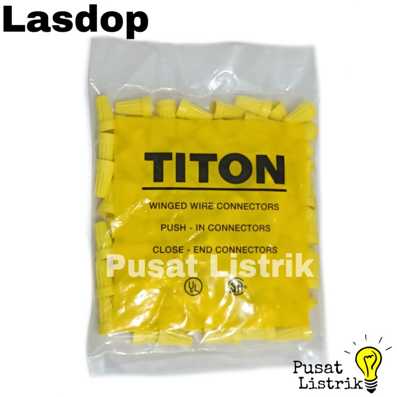 Lasdop Putar 4MM Titon Penyambung Kabel Putar Kuning (Per Pack Isi 100pcs)