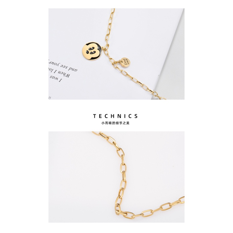 Ing gaya all-match Mickey hiasan kepala titanium steel necklace minyak menetes kasual Instafamous ra