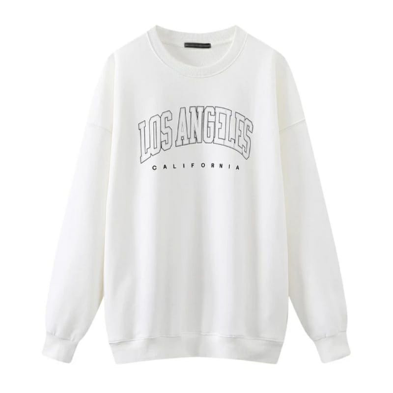 LOS ANGELES CALIFORNIA SWEATER OVERSIZE CREWNECK SWEATER WANITA