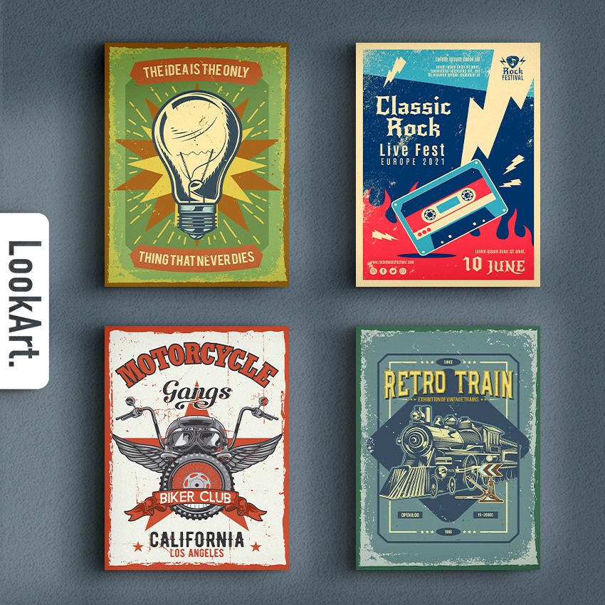 PAJANGAN DINDING POSTER RETRO KEREN MURAH DEKORASI KAMAR ESTHETIC KAMAR COWOK #DEKORASI #PAJANGAN [L