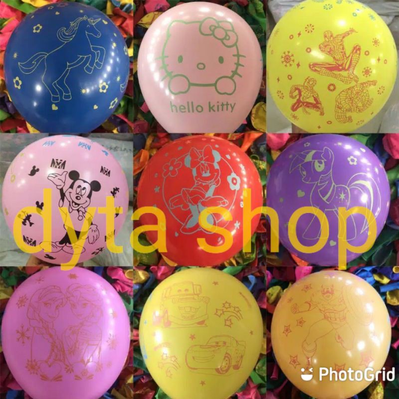 balon karet motif disney kartun 5 sisi isi  -+ 100 biji