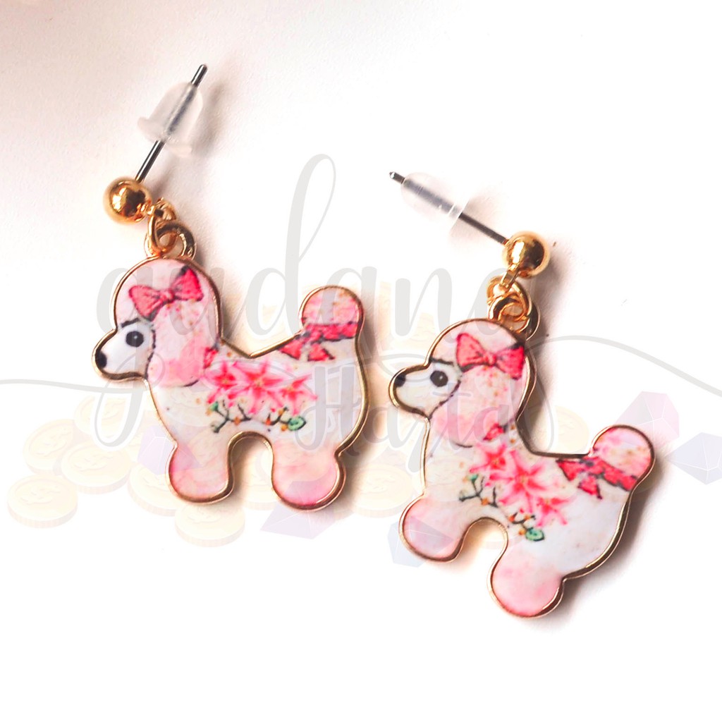 Anting Tusuk Anjing Poodle Lucu Imut GH Earrings 203136