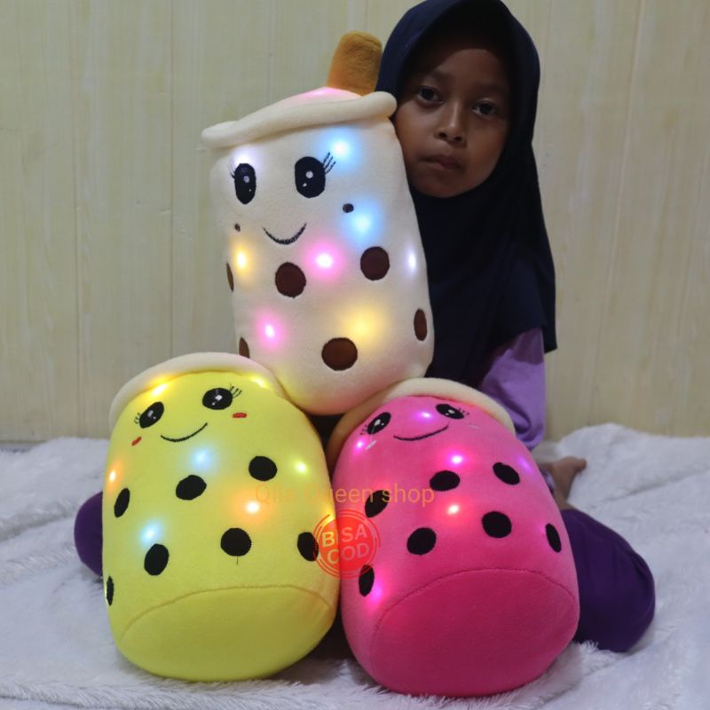 boneka BOBA L, BONEKA gentong, bantal sofa brown sugar, milk tea bisa tambah LED, boneka kado, bantal sofa, murah