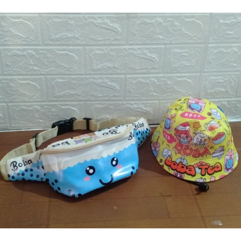 Tas SLempang 2in1 bucket Taly Boba tea waistbag anak 2-9tahun