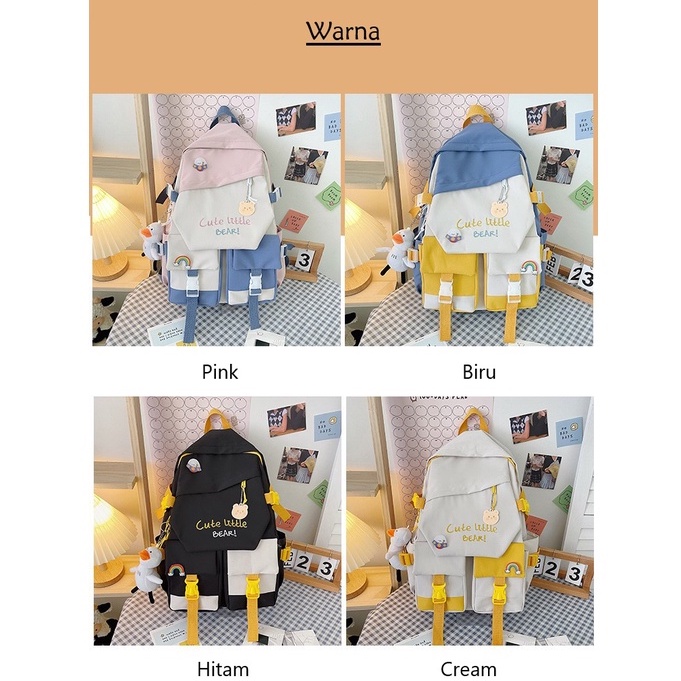 Mismi Cecile Bag - Tas Ransel Wanita Korea Cute Backpack Anak Sekolah Perempuan Stylish kualitas Import - 14C-8