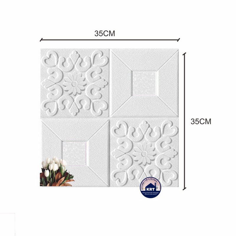 PROMO WALLPAPER FOAM 3D MOTIF BATIK KRISTAL Classic 35X35 / Wallpaper Sticker Dinding Plafon Emboss-KRISTAL POLOS