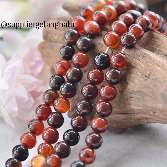 Carnelian grosir bahan batu akik gelang kalung agate blackred aksesoris fashion star seller