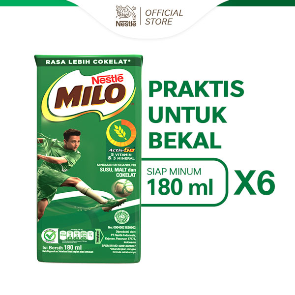 

MILO ACTIV-GO UHT Susu Coklat 180 ml x 6 pcs TERMURAH MURA