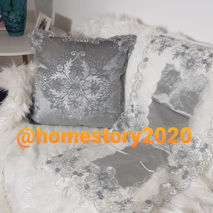 Sarung Bantal Sofa - Sarung Bantal Kursi Set Sarung Bantal Sofa Bludru Bordir Uk 45X45